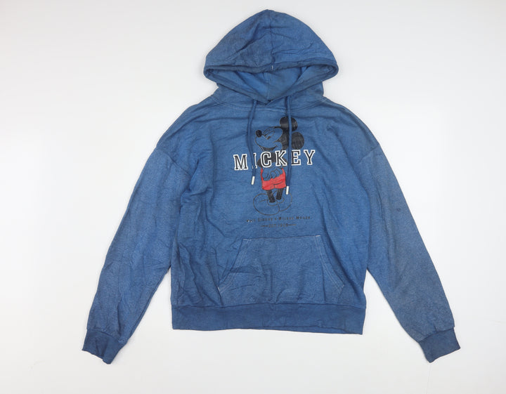 Disney Womens Blue Mickey Hoodie XS Cotton Blend Pullover