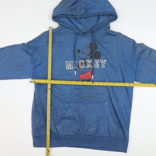 Disney Womens Blue Mickey Hoodie XS Cotton Blend Pullover