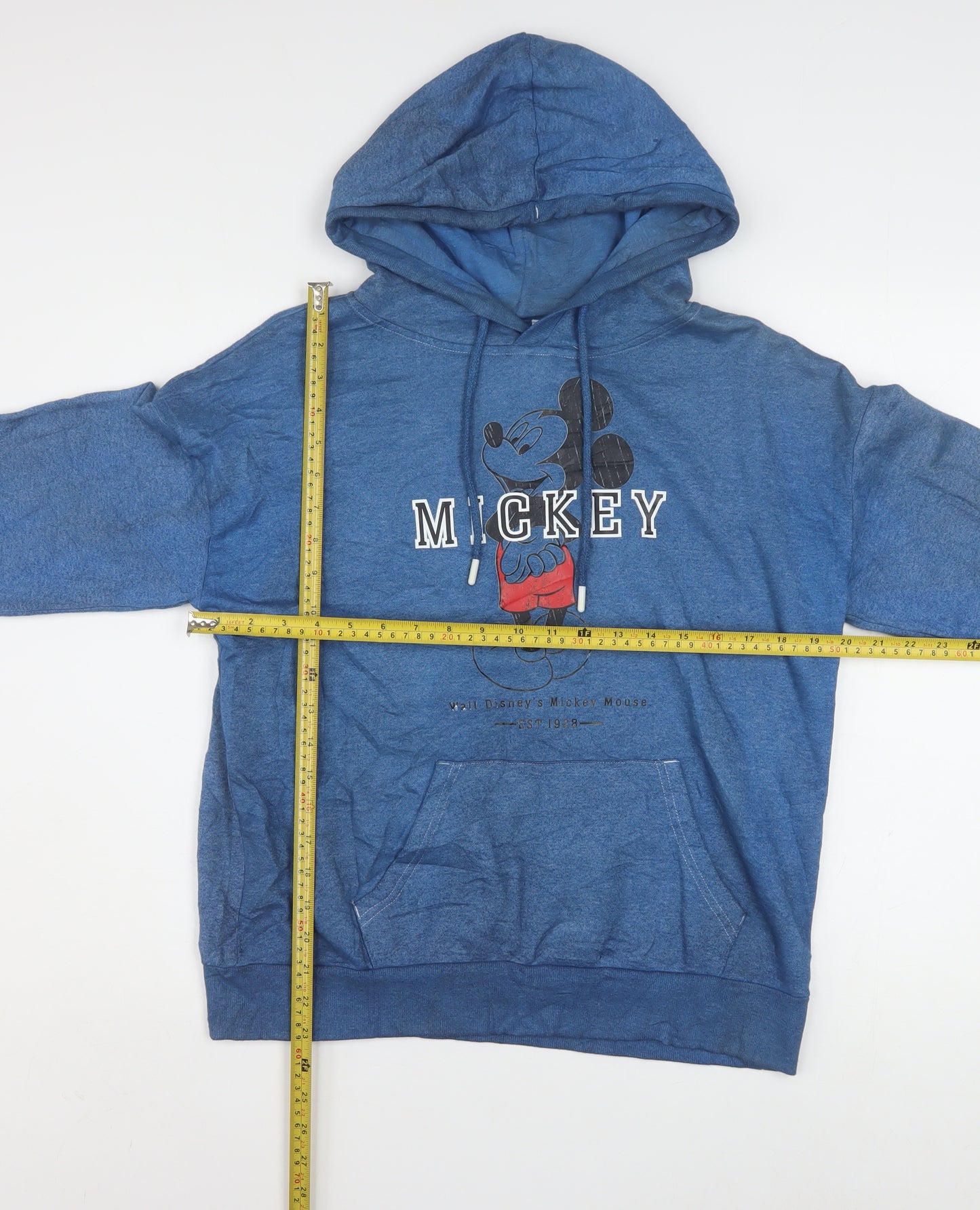 Disney Womens Blue Mickey Hoodie XS Cotton Blend Pullover