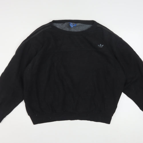 Adidas Women Black L Sweatshirt Crew Neck Long Sleeve Pullover