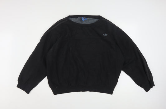 Adidas Women Black L Sweatshirt Crew Neck Long Sleeve Pullover
