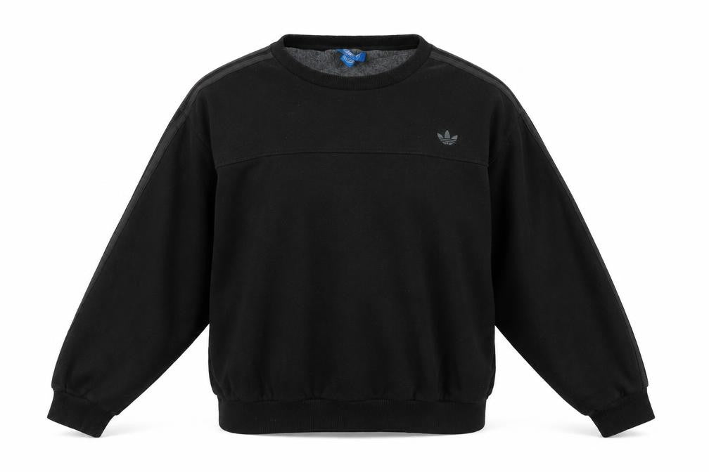 Front view of Adidas Women Black L Sweatshirt Crew Neck Long Sleeve Pullover