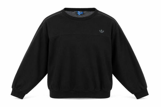 Front view of Adidas Women Black L Sweatshirt Crew Neck Long Sleeve Pullover