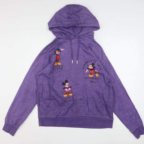 Disney Women Purple Mickey Mouse Pullover Hoodie Size S 10/12