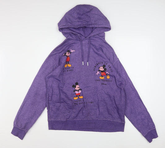 Disney Women Purple Mickey Mouse Pullover Hoodie Size S 10/12