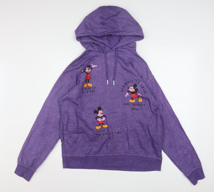 Disney Women Purple Mickey Mouse Pullover Hoodie Size S 10/12