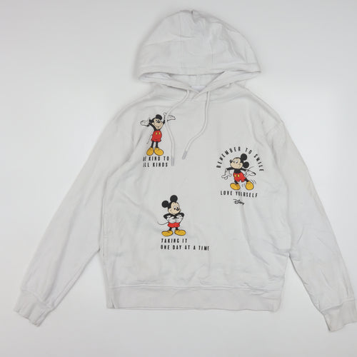 Disney Women White XS Hoodie Mickey Mouse Graphic Pullover