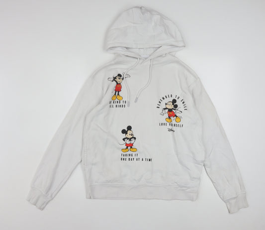 Disney Women White XS Hoodie Mickey Mouse Graphic Pullover
