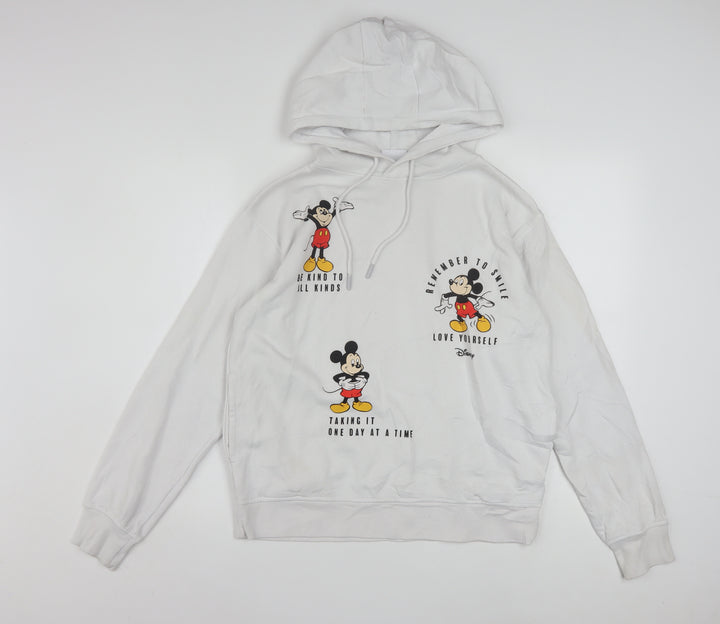 Disney Women White XS Hoodie Mickey Mouse Graphic Pullover