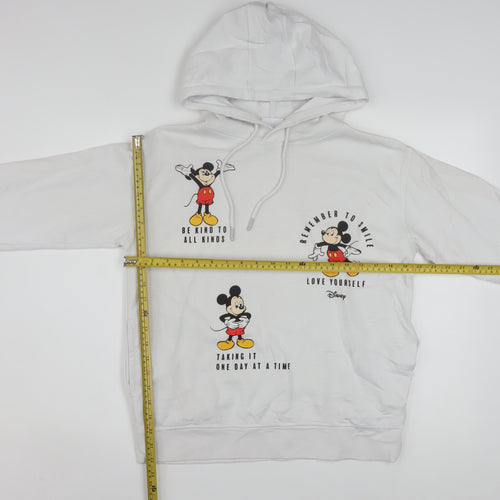 Disney Women White XS Hoodie Mickey Mouse Graphic Pullover