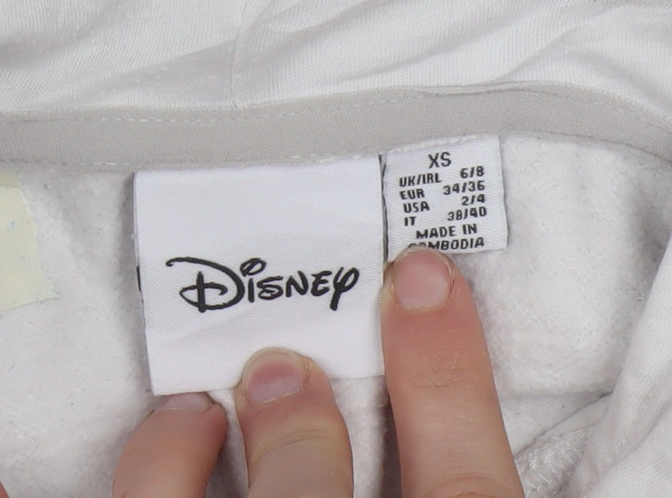 Disney Women White XS Hoodie Mickey Mouse Graphic Pullover