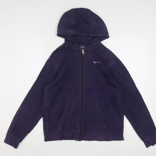 Nike Boys Purple Full Zip Hoodie 13-15 Years Fleece Sweatshirt