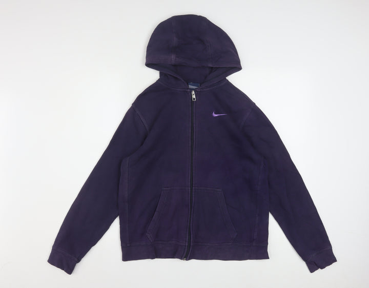 Nike Boys Purple Full Zip Hoodie 13-15 Years Fleece Sweatshirt