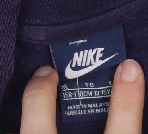 Nike Boys Purple Full Zip Hoodie 13-15 Years Fleece Sweatshirt