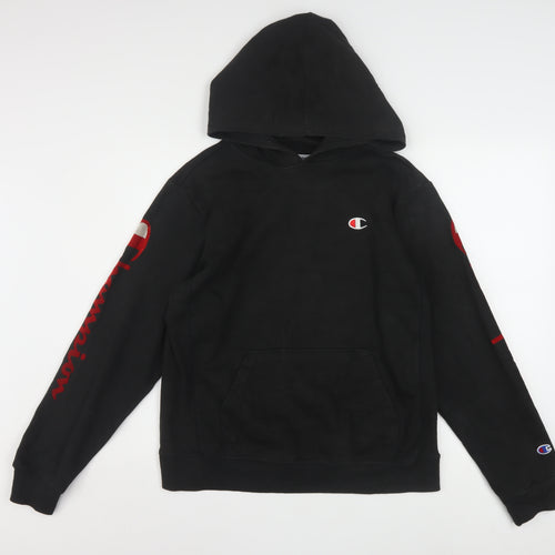 Champion Men's Black XL Pullover Hoodie with Logo Print