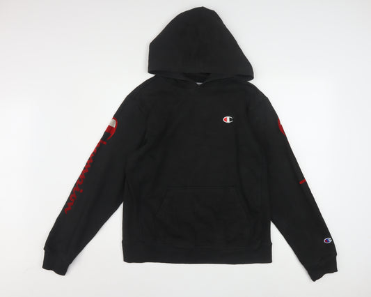 Champion Men's Black XL Pullover Hoodie with Logo Print