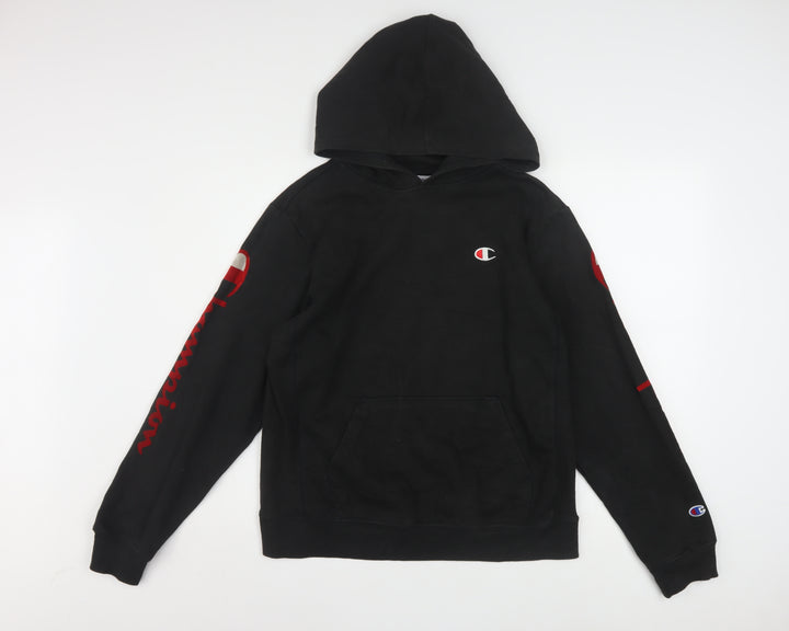 Champion Men's Black XL Pullover Hoodie with Logo Print