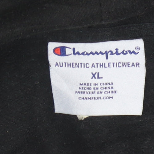 Champion Men's Black XL Pullover Hoodie with Logo Print