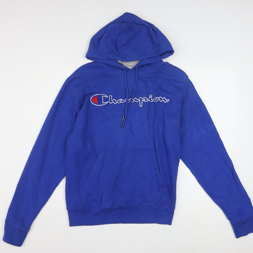 Champion Men's Blue Pullover Hoodie Small Embroidered Logo Fleece