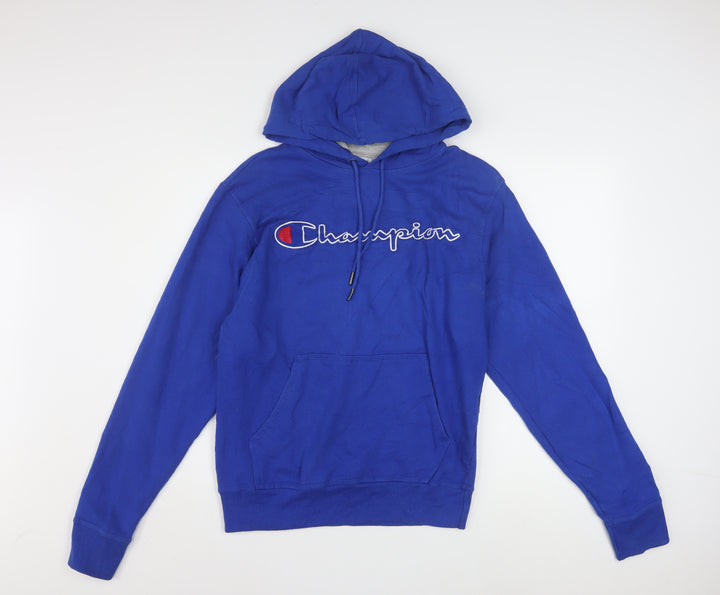 Champion Men's Blue Pullover Hoodie Small Embroidered Logo Fleece