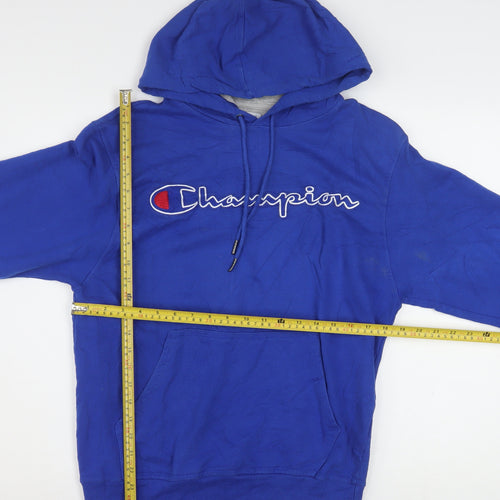 Champion Men's Blue Pullover Hoodie Small Embroidered Logo Fleece
