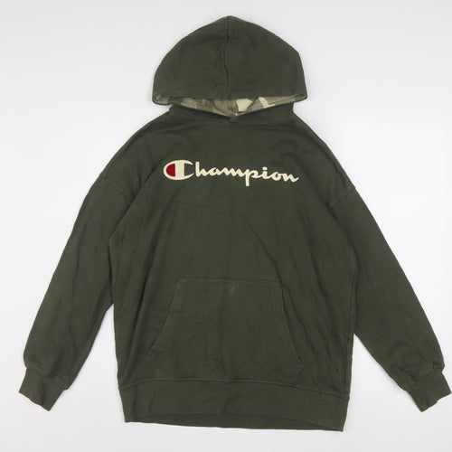 Champion Boys Green Pullover Hoodie XL 13-14 Years Cotton Blend Logo