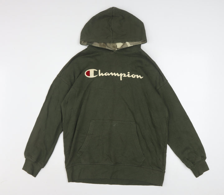 Champion Boys Green Pullover Hoodie XL 13-14 Years Cotton Blend Logo
