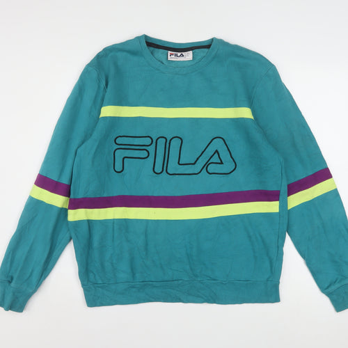 FILA Men's Blue Retro 90s Crew Neck Pullover Sweatshirt Size S