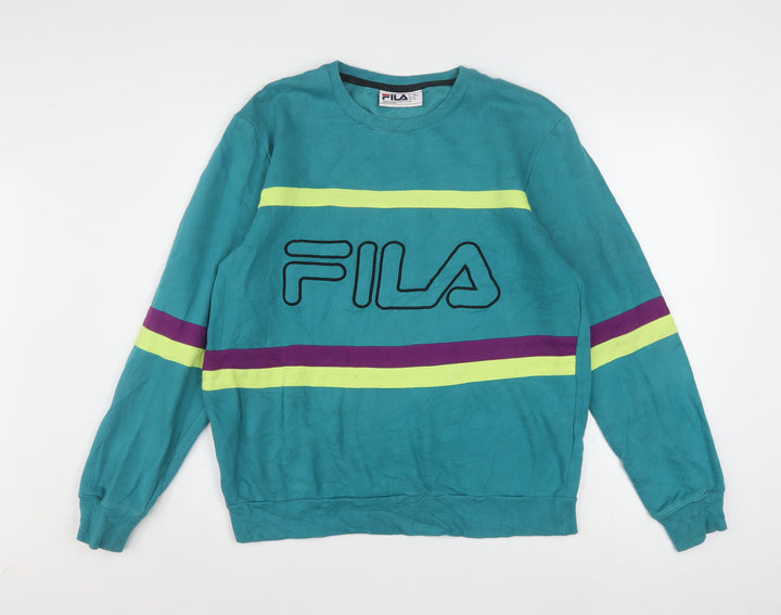 FILA Men's Blue Retro 90s Crew Neck Pullover Sweatshirt Size S