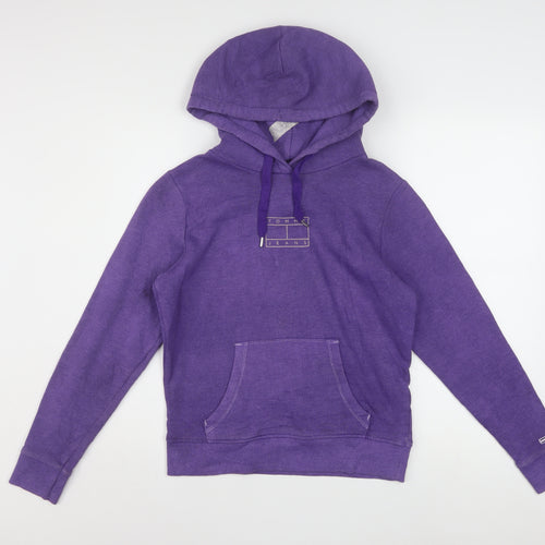 Tommy Jeans Women Purple XS Pullover Hoodie Cotton Blend Casual