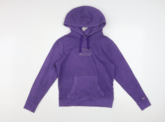 Tommy Jeans Women Purple XS Pullover Hoodie Cotton Blend Casual