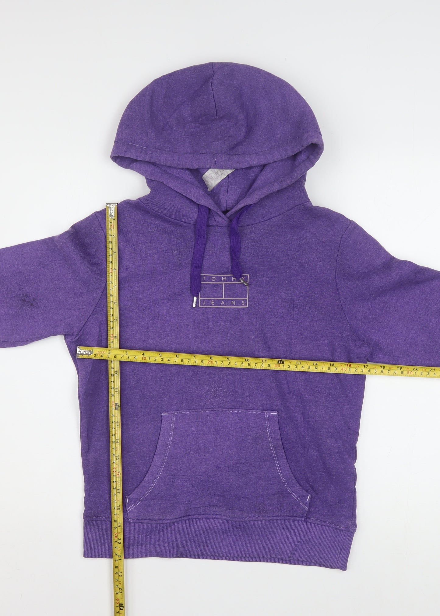 Tommy Jeans Women Purple XS Pullover Hoodie Cotton Blend Casual