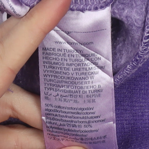 Tommy Jeans Women Purple XS Pullover Hoodie Cotton Blend Casual