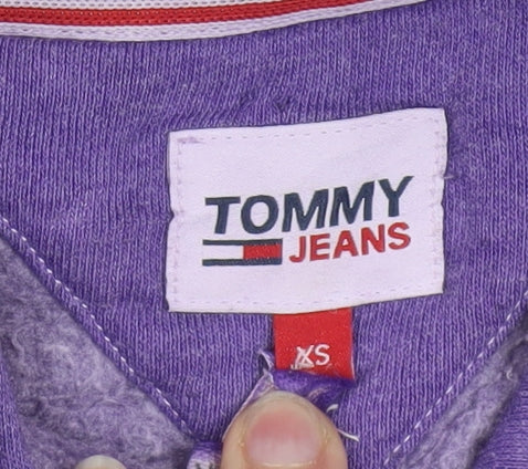 Tommy Jeans Women Purple XS Pullover Hoodie Cotton Blend Casual