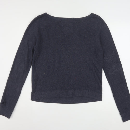 Hollister Women Navy Blue Medium Pullover Sweatshirt with Jewel Accents
