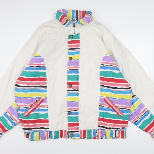 Virgin Men's Multicoloured 80s Striped Bomber Jacket XL Cotton