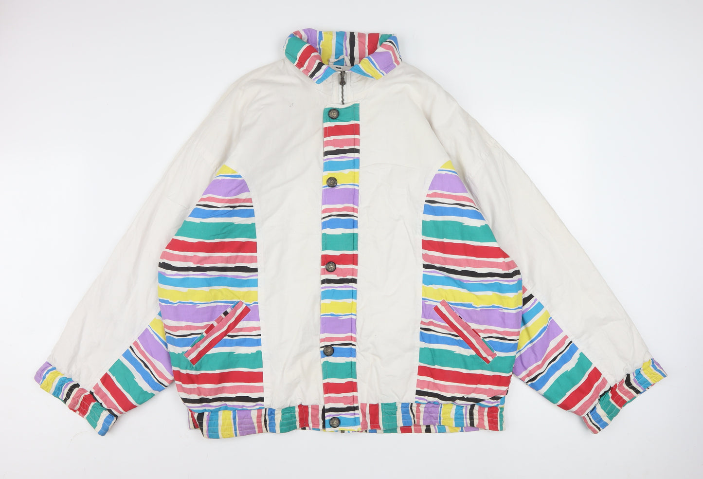 Virgin Men's Multicoloured 80s Striped Bomber Jacket XL Cotton