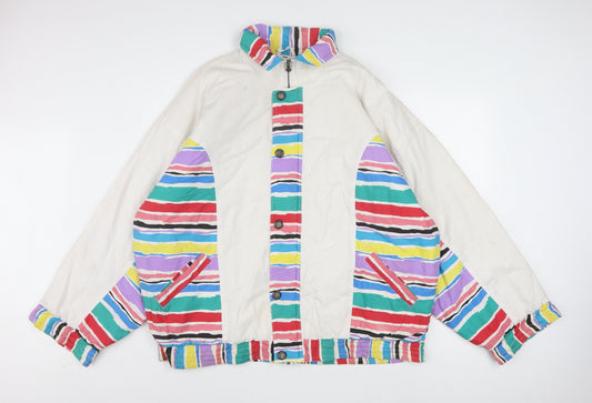 Virgin Men's Multicoloured 80s Striped Bomber Jacket XL Cotton