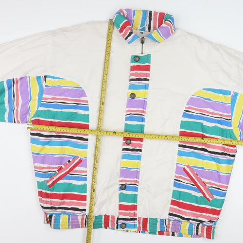 Virgin Men's Multicoloured 80s Striped Bomber Jacket XL Cotton