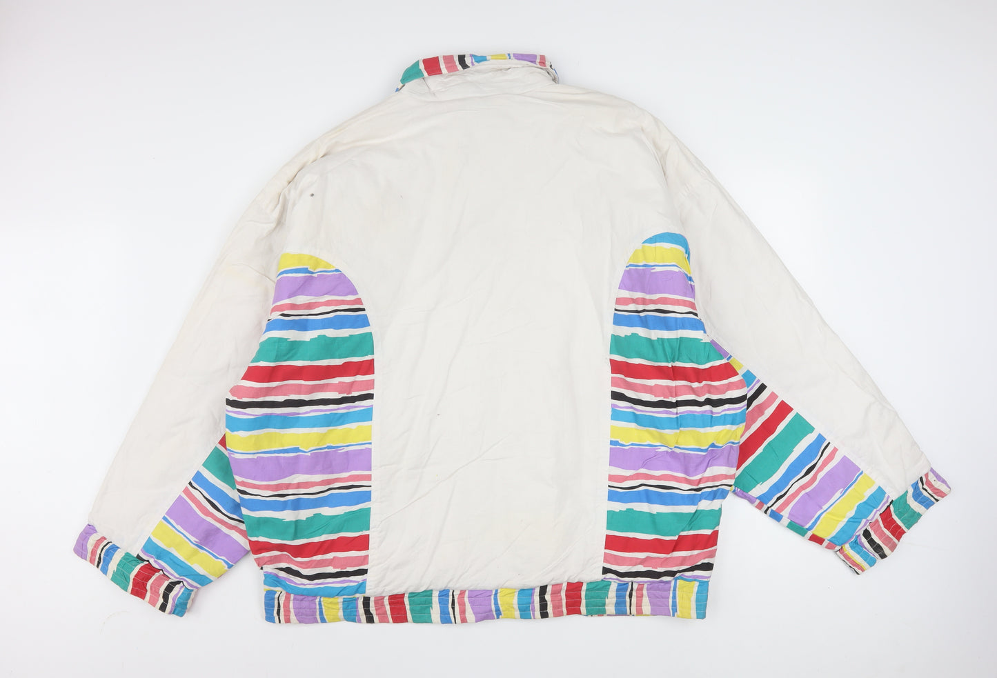 Virgin Men's Multicoloured 80s Striped Bomber Jacket XL Cotton