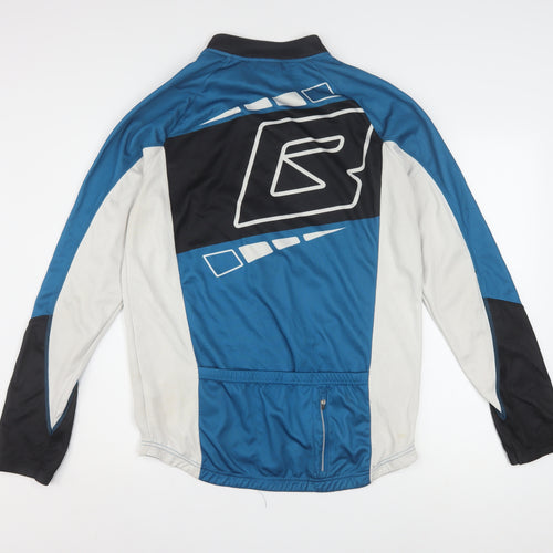 Crivit Mens Blue Cycling Track Jacket L Full Zip Polyester Sportswear