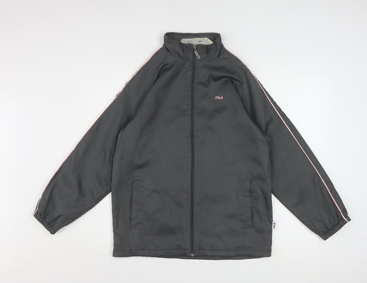 FILA Men's Grey Windbreaker Jacket M Sports Lightweight Zip Up