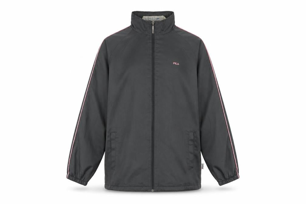 Front view of Fila Men's Grey Windbreaker Jacket M Sports Lightweight Zip Up