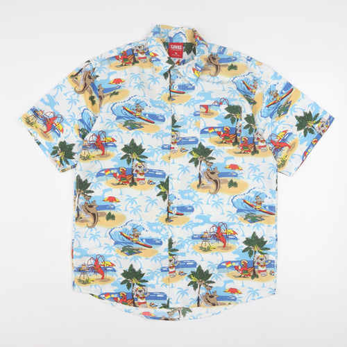 Lowes Boys Multicoloured Hawaiian Beach Print Button-Up Shirt Size 16