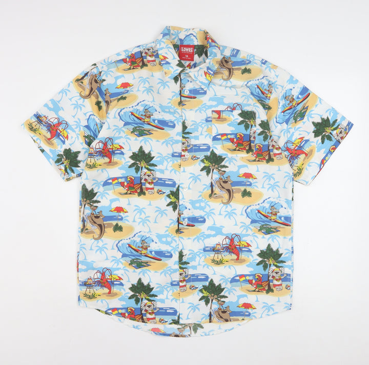 Lowes Boys Multicoloured Hawaiian Beach Print Button-Up Shirt Size 16
