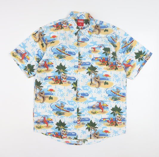 Lowes Boys Multicoloured Hawaiian Beach Print Button-Up Shirt Size 16