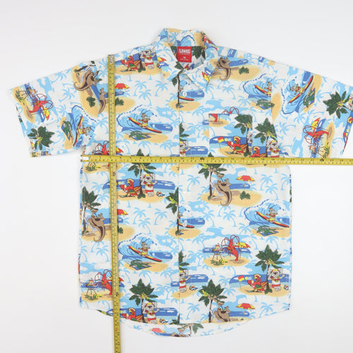 Lowes Boys Multicoloured Hawaiian Beach Print Button-Up Shirt Size 16