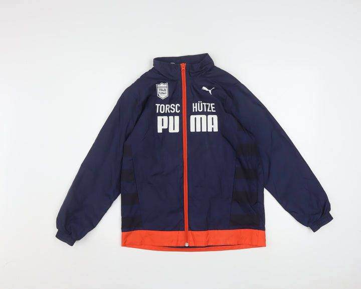 Puma Boys Blue Windbreaker Jacket 12 Years Lightweight Full Zip Sportswear