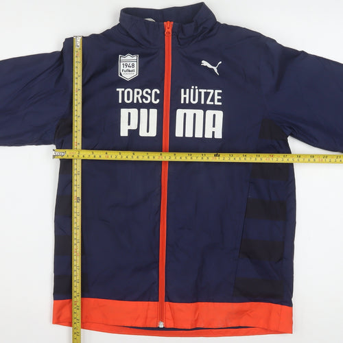 Puma Boys Blue Windbreaker Jacket 12 Years Lightweight Full Zip Sportswear