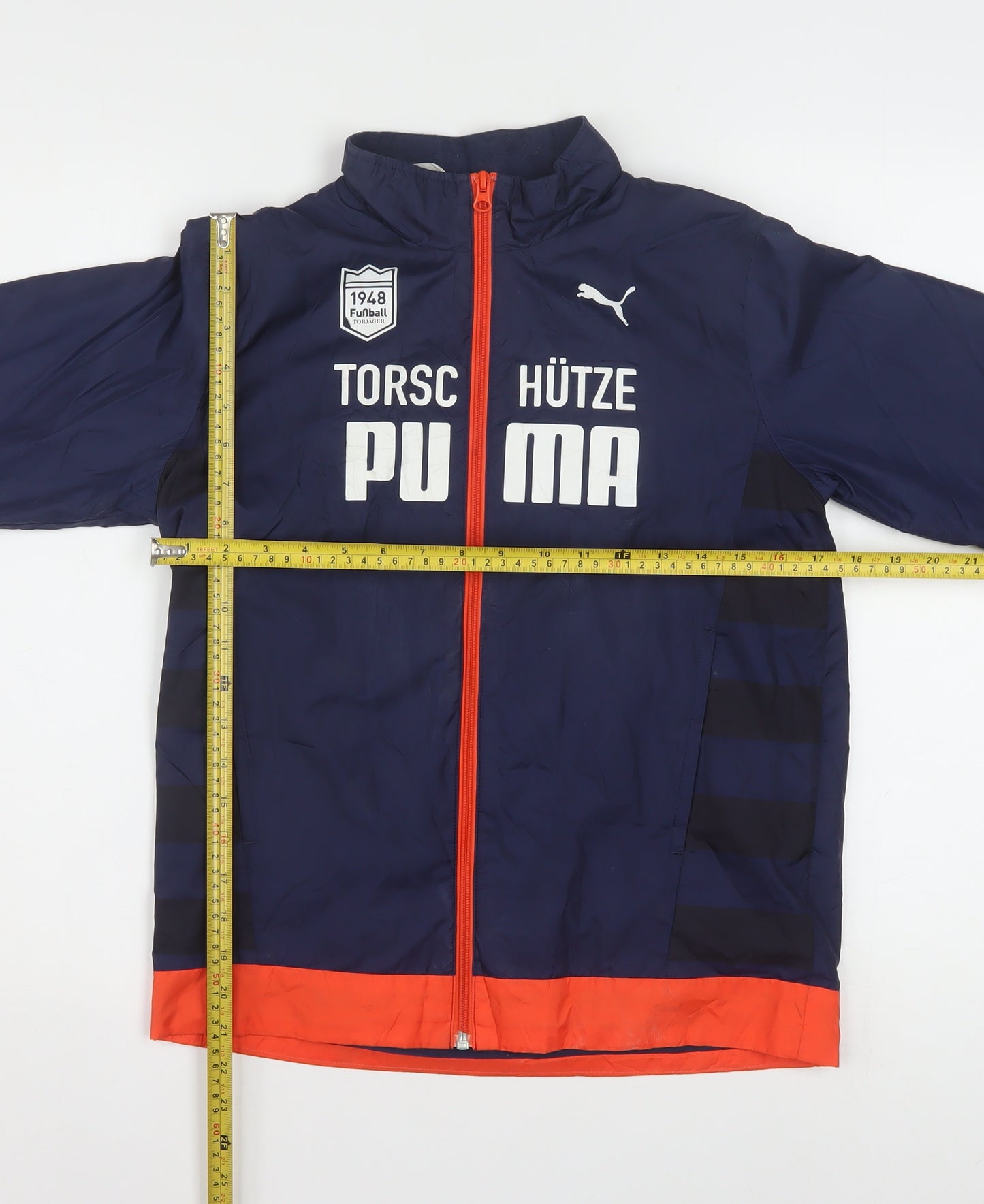 Puma Boys Blue Windbreaker Jacket 12 Years Lightweight Full Zip Sportswear